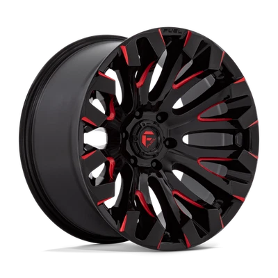 20x9 Fuel D829 Quake Gloss Black Milled Red Tint Wheels 5x4.5 (1mm) Set of 4 - Image 1 of 4