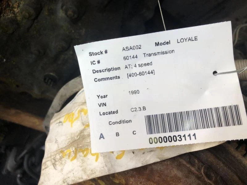 Automatic Transmission 3 Door VIN G 5th Digit Fits 88-89 SUBARU PASS. 1120 - Image 1 of 2