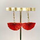 Japanese Pattern Red Origami Washi Paper Earrings