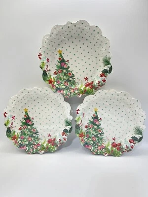 Pioneer Woman Plates Christmas Tree Disposable Plates Napkins Party Supplies 36x - Image 1 of 4