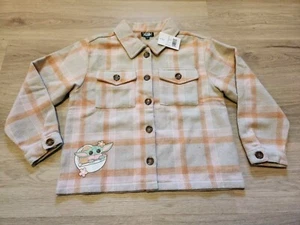 Star Wars The Mandalorian Grogu Plaid Jacket Girls Size L+ NWT - Picture 1 of 9