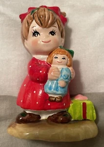 Lefton Christmas Girl  Presents Doll Figurine 3 Inch  # 02802 - Picture 1 of 6