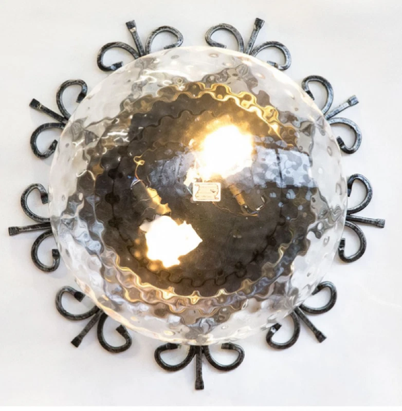 PLAFONIERA LAMPADA APPLIQUE RUSTICA BIG CM. 43 COLORE NERO ARGENTO - Immagine 1 di 1