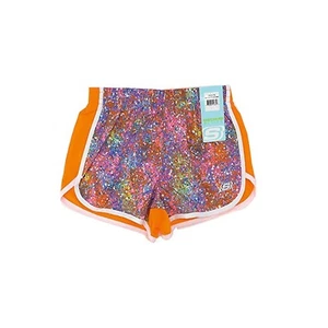 SKECHER Girls Active Shorts, Diagonal Stripes In Shock Orange, 4 - Picture 1 of 1