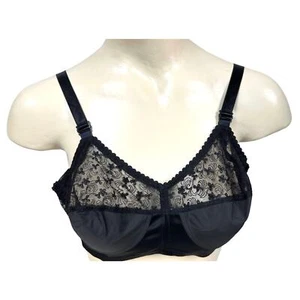 VTG 1950s Bra Warner's G-1 A'Lure Black Satin Lacy Peek-a-boo Cups Sz 38B NWOT - Picture 1 of 8