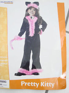 Halloween Costume Toddler Girls size M 3-4 Pretty Kitty USA Furry California Cos