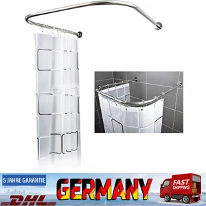 Duschvorhang Mit Edelstahl U-Form Duschvorhangstange Für Bad Fenster Balkon WC - Bild 1 von 16