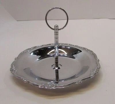 Vintage 1960s Japan Silver Chrome Steel Small 7" dia Scalloped Round Tidbit Tray - Image 1 of 3
