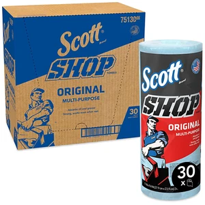 Scott 75130 Shop Roll Towels, DRC, 1-PLY, Blue, 30 Rolls (75130) - Picture 1 of 12