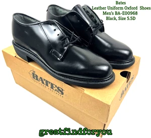 Zapatos Oxford Uniforme de Cuero Bates, Suela Vibram, Para Hombre BA-E00968 Negro, Talla 5.5D - Imagen 1 de 6