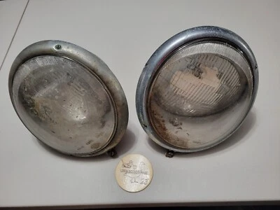 54-66 VW Volkswagen Beetle Hella conjuntos de faros cubo lente anillo de ajuste OEM Foto 1 de 4