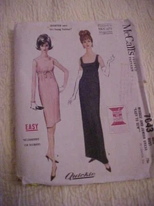 1963 McCall's Lady's High-Waisted Dress Pattern 7043 UNCUT - Picture 1 of 4