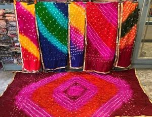 10 piezas Bandhani Dupatta Seda Bandhej Dupatta Multicolor Fiesta Ropa Estola Mujeres - Imagen 1 de 9