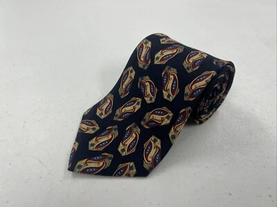Corbata Brooks Brothers EE. UU. Para hombres Azul Marino y Beige Geométrica Paisley Seda $125 Foto 1 de 4