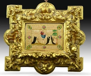 Frame with Vellum Painting, 17th Century - Picture 1 of 6
