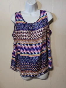 Body Central Sleeveless Top Medium Multicolor Split Back A316 - Picture 1 of 3