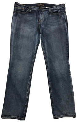 Pantalones de mezclilla de diseñador Fabulosity elásticos azul lavado medio (talla grande: 17) Foto 1 de 3