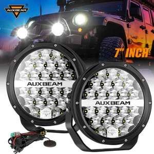 AUXBEAM 2X 7"inch Round LED Work Light Offroad Driving Pods Spot Lamp Truck ATV - Picture 1 of 12