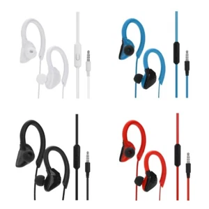 Sports Headphones Wired Earbuds with Microphone in Ear Hook Earphones Sweatproof - Picture 1 of 11