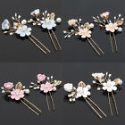 4pcs/set Colorful Flower Jewelry Hairpin Side Comb Golden Leaf Shaped TiarGU