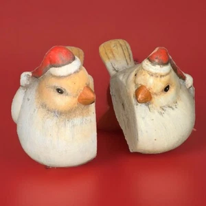 Schönes handbemaltes Vogel Paar Paar Weihnachtsmütze Schnauze Figuren Herr Frau - Bild 1 von 10