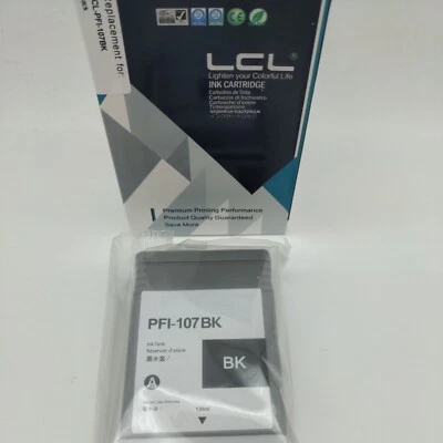 LCL Compatible Ink Cartridge Replacement for Canon PFI107 PFI-107BK Ink Tank  - Image 1 of 4