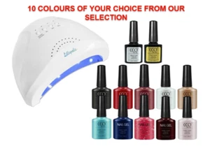 Nail Kit Starter Set 10 Colour Selection UV Lamp Top and Base Coat - Picture 1 of 7