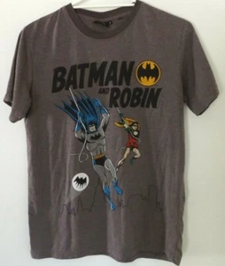 Batman and Robin Grey Size M T-Shirt large graphic - Unisex child or small adult - Picture 1 of 6