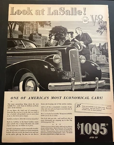 1937 LaSalle V-8 by Cadillac - Vintage Original Print Ad Garage Wall Art - CLEAN - Picture 1 of 5
