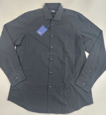 Camisa Clase Roberto Cavalli Adulto OXT708 CE001 Ajuste Cómodo Negra 16.5 $245 Para Hombres Foto 1 de 4