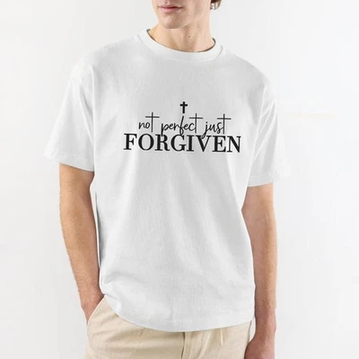 Men's Christian Faith T-Shirt - "No Perfect Just Forgiven" Cross Graphic T-shirt - Image 1 of 4