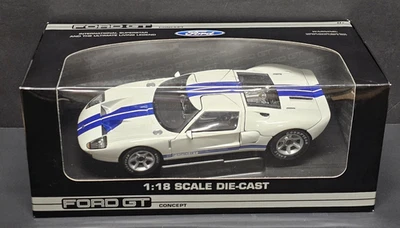 Ford GT Concept 1/18 Scale Die Cast Car White W/ Blue Bean Stalk Group #10021 - Image 1 of 4