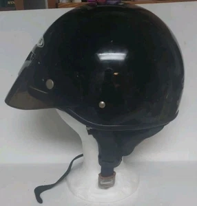 Motorcycle Half-Helmet Zeus  Gloss Black Size Large - Picture 1 of 7