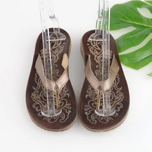 OluKai Womens Paniolo Sandal Size 8 Bronze Leather Thong Flip Flop Slide Shoe - Picture 1 of 15