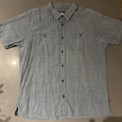 Patagonia Para Hombre Azul Manga Corta Abotonada Informal Talla XL Cáñamo Algodón Orgánico Foto 1 de 4