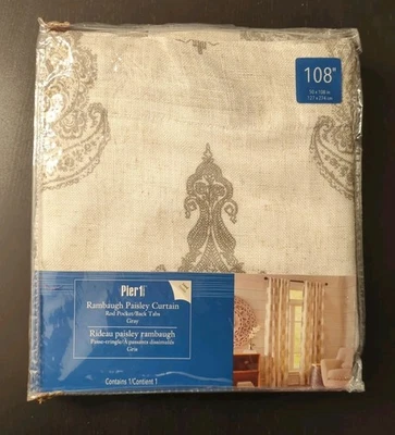 Pier 1 Imports Rambaugh Paisley Forrada Cortina NUEVA 50”x108” GRIS Medallón NUEVO Foto 1 de 4