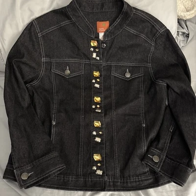 Chaqueta vaquera Hearts of Palm para mujer talla 12 azul embellecida negra brillante Foto 1 de 4