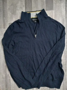 Banana Republic Pima Baumwolle Kaschmirmischung Pullover Herren Gr. L Blau 1/4 Reißverschluss - Bild 1 von 5