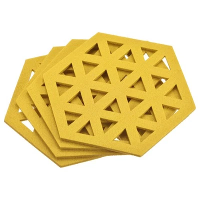 Sottobicchieri Feltro 4pz Esagonali Tamponi sottobicchieri Giallo - Immagine 1 di 4