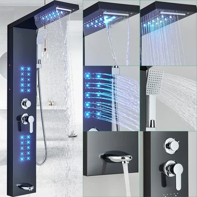Colonna doccia idromassaggio LED acciaio inox pannello doccia cascata set bagno - Immagine 1 di 4