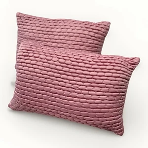 2 Filled Cushions Rectangle Bolsters Cushioned Quilted Abstract Blush Pink - Picture 1 of 4