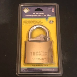 Large Solid Brass Tusker Padlock w/ 3 x Keys - 75mm Heavy Duty German Quality - Picture 1 of 10