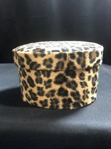 Oval Leopard Faux Fur Deco Box with lid 5"x6"x8" - Picture 1 of 5