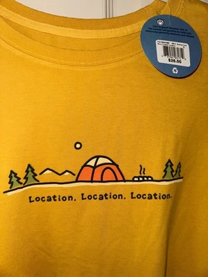 Camiseta Life is Good para hombre nueva con etiquetas tienda "Ubicación, ubicación, ubicación"--Talla XL Foto 1 de 4