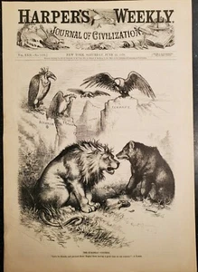 British Lion The Russian Bear European Congress  Harper’s Weekly 1878 - Picture 1 of 1