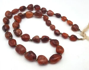 10mm Beautiful Tibetan Antique Carnelian Agate Stone Beads 20" Necklace #CP369 - Picture 1 of 4