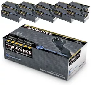 Advance IF63 Nitrile Exam Examination Gloves Thick 6 Mil Black Gloves 1000 Pcs - Picture 1 of 7