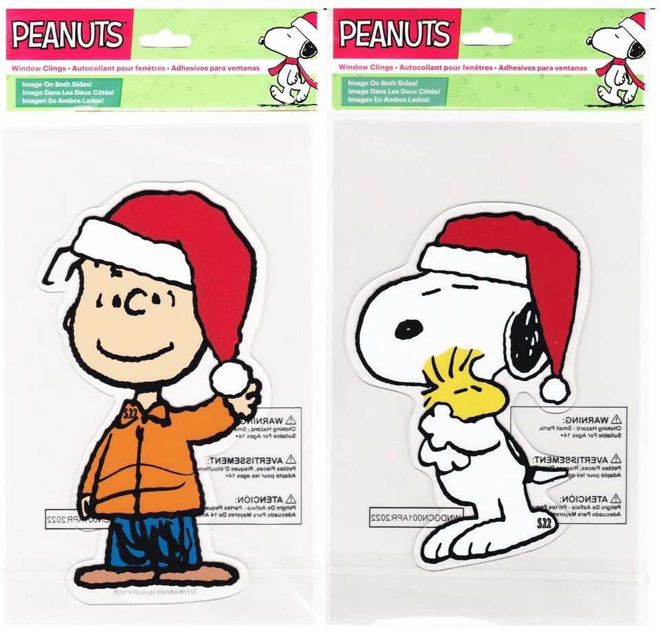 Gel de ventana de Navidad Peanuts Charlie Brown Snoopy y Woodstock nuevo Foto 1 de 1