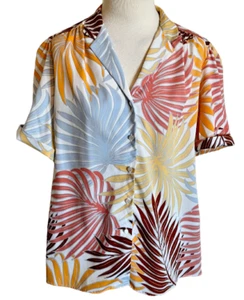 Blusa Top Levi Strauss & Co Palm Fronds Mujer Manga Corta Botón De Colección Talla 18 - Imagen 1 de 8