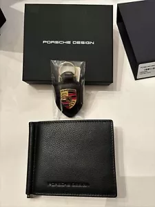 SLEEK Porsche Design Wallet Card holder Compact Leather Black Voyager Wallet 4 - Picture 1 of 7